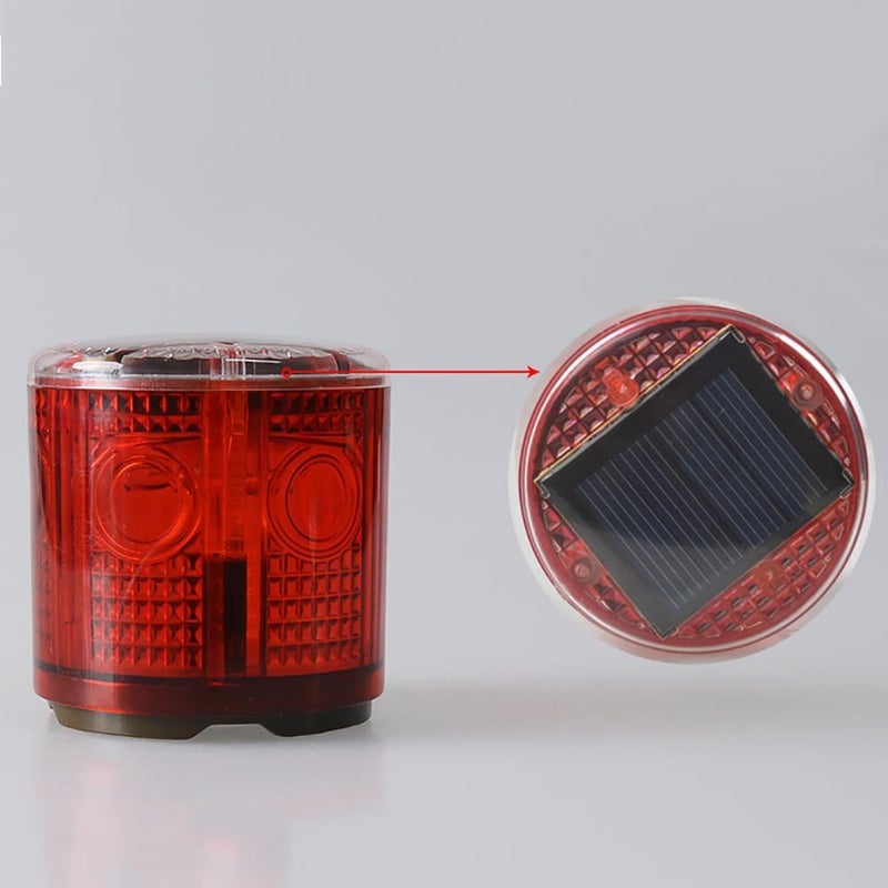 risoon Solar Strobe Warning Light: IP54 Waterproof Flashing Safety High Bright LED Warning Lamp Traffic Light for Construction, Factory, Safety Road Sign, Dock Marine Beacon (Red-Column) - Image 5